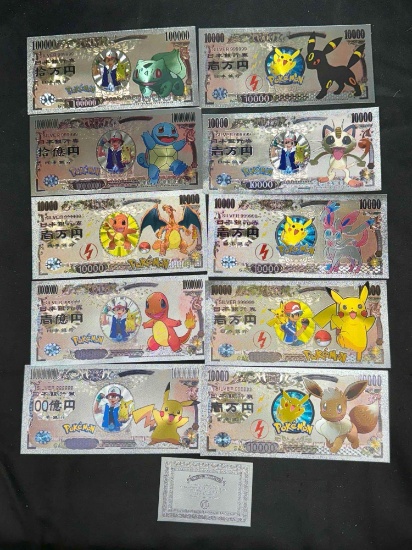 Silver Plated Pokemon Bills Banknotes