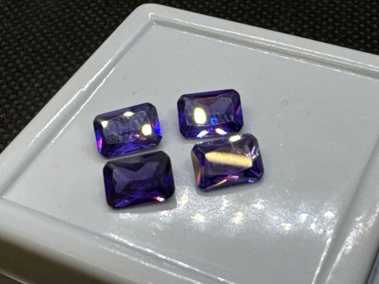 4x Emerald Cut Purple Tourmaline Gemstones 5.95 Ct