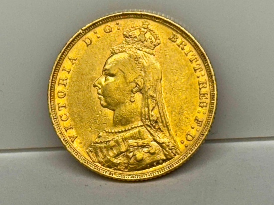 1893 Britain Victoria Jubilee Gold Sovereign 91.7 percent Gold Coin