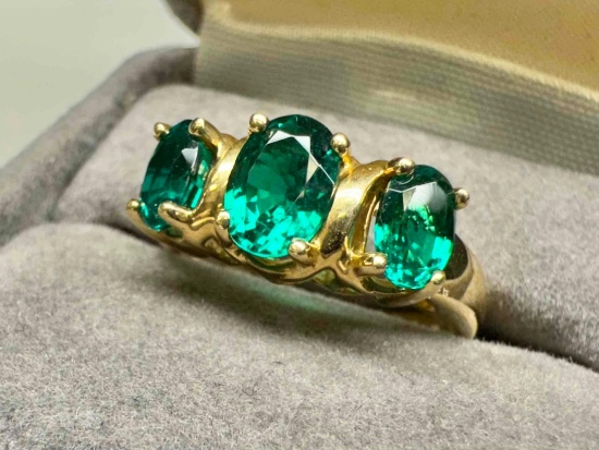 14k Gold Emerald Ring Size 7 4.25 Grams
