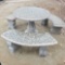 Cement mosaic stone outdoor table and three benches @ farm