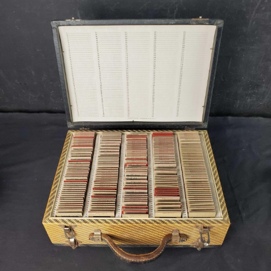 Vintage Barnett & Jaffe bouble sided slide storage case full of slides