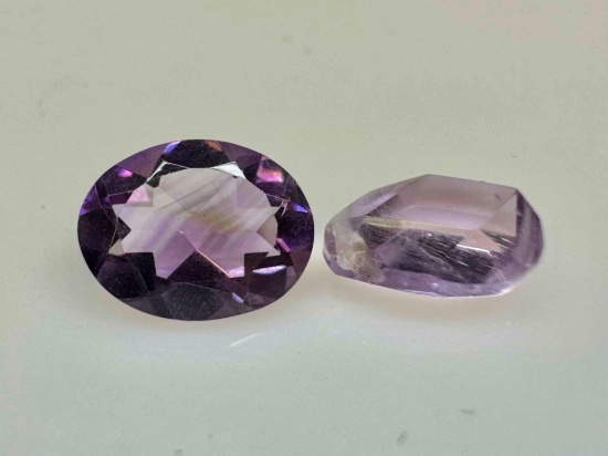 Pair of Amethyst Gemstones Oval and Pear Cut 5.1ct total