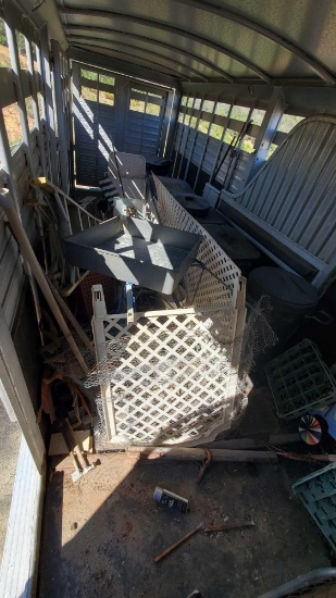 Horsetrailer contents barrels ladders yard art etc @ FARM