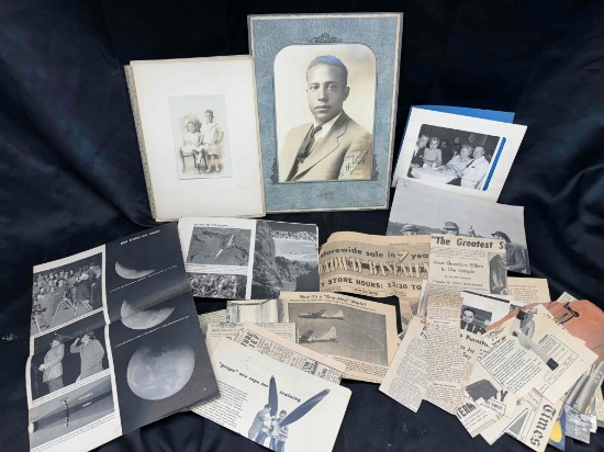 Vintage Ephemera 1940s-50s Old Photographs, Newspaper Articles. Moon, Military more