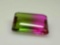 15.2ct Crystal Watermelon Tourmaline Faceted Doublet Bi Color Emerald cut Gemstone