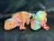 Pair of Rare Retired Beanie Babies Rainbow and Iggy Iguanas