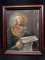 Framed Art by VLADIMIR STOJANOVIC. Man reading Le Parisien, oil on canvas, signed and dated 1985