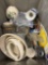 Bin of Glass Housewares and Decor