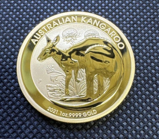 2021 Australian Kangaroo 1 Troy Oz 9999 Fine Gold $100 Bullion Coin