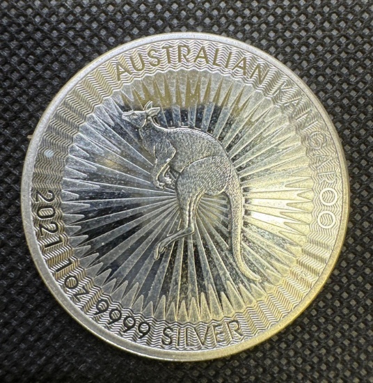 2021 Australia Kangaroo 1 Troy Oz .9999 Fine Silver $1 Bullion Coin