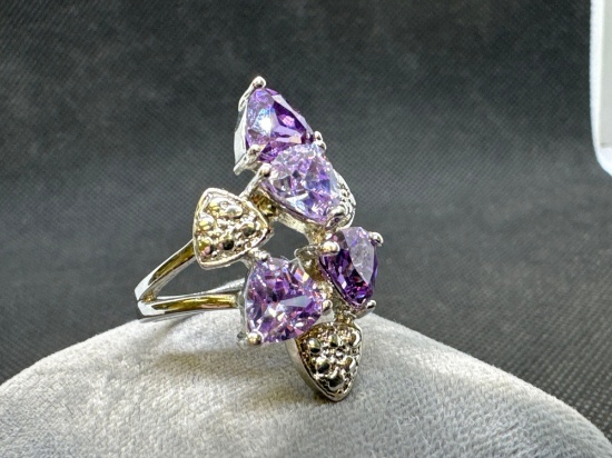 Silver Amethyst Ring 7.97 Grams Size 8.5
