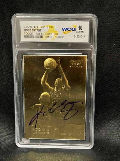1996-97 Fleer 23kt Gold Kobe Bryant Rookie Purple Signature Limited Edition WCG 10