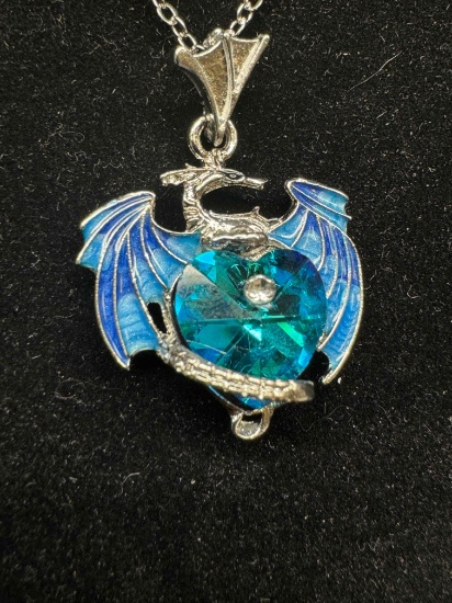 Astonishing Vivid Blue Dragon Heart Necklace Pendant