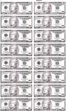Uncut Sheet of $10 Dollar Bills Banknotes 16 count $160 Face Value