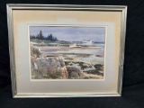 Framed Art Signed Bernard Corey Seascape 17x22