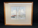 Framed Art Stanley Cookson Boatscape 21x26