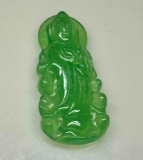 4.6ct Chinese old Rare jade jadeite hand-carved pendant necklace statue