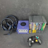 Nintendo Game Cube with approx.12 games one controller two TW210 Think Write gaming headsets