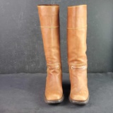 Womens Louis Vuitton long brown leather boots size 38 1/8