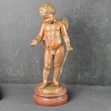Bronze Cupid begging Love Amour sculpture stamped Medaille D'Argent signed D. Debut