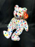 Rare Ty 2K White CONFETTI Beanie Baby Bear Tag Color Errors 1999 2000