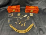 Pair of Jewelry Boxes with Fancy Costume Jewelry Money Trifari more