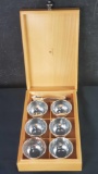 Pampaloni .925 sterling and silverplate cup and spoon set 6ea. in wooden box