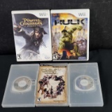 2 nintendo Wii games 3 PSP games.