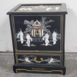 Vintage Oriental Black Lacquer Jewelry cabinet