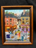 Vintage Framed Art of Luxembourg Street Scene Oil on Canvas 6x8
