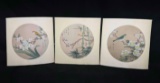 3 Fine Chinese Silk Art Paintings of Birds