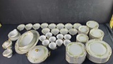 Vintage Cecil Meito hand painted China set with floral pattern/gold rim circa 1930s