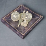 Vintage 4 hand-blown glass fruit/vegetable pieces on fancy plate