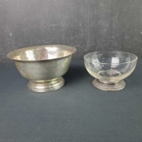 Paul Revere sterling silver bowl vintage Talesman Rose glass/sterling silver footed bowl with rose