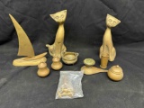 Brass Collectibles Sculptures. Cats, Sailboat Pots more