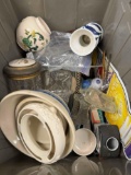 Bin of Glass Housewares and Decor