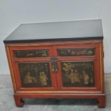 Vintage Chinese 2 door cabnet with black granite top
