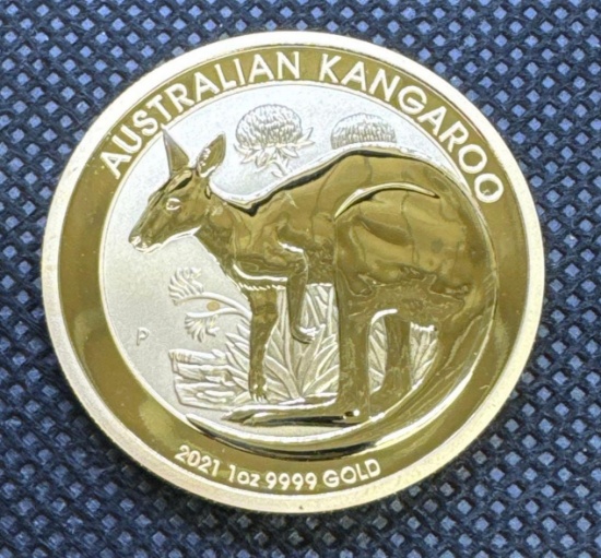 2021 Australian Kangaroo 1 Troy Oz 9999 Fine Gold $100 Bullion Coin