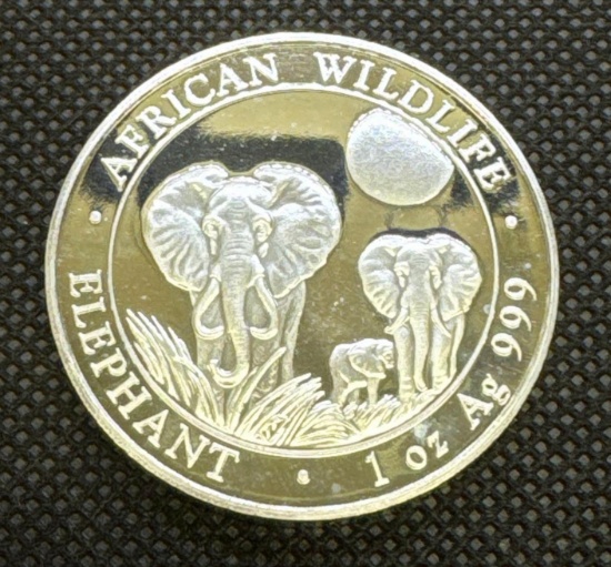 2014 African Elephant 1 Troy Oz .999 Fine Silver Bullion Coin