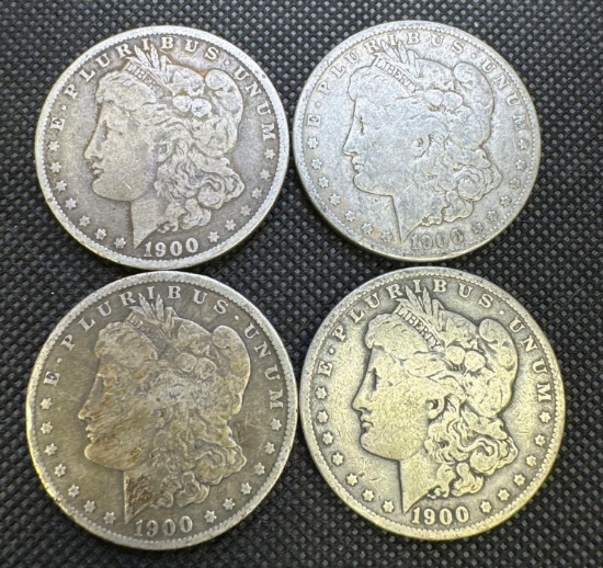 4x 1900-O Morgan Silver Dollars 90% Silver Coins