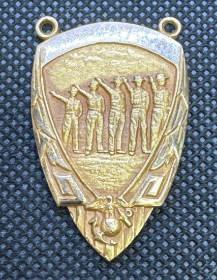 US Marine Corps Shield Pin 14kt Gold 19.68 Grams