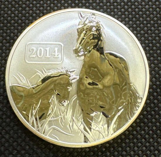 2014 Tokelau 1 Troy Oz .999 Fine Silver Horse $5 Bullion Coin