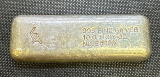 10 Troy Oz .999 Fine Silver Bullion Bar