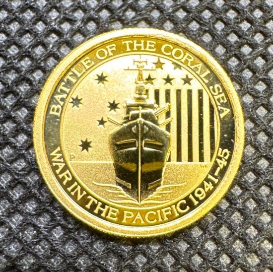 1/10 Oz 9999 Fine Gold Battle Of The Coral Bullion Coin