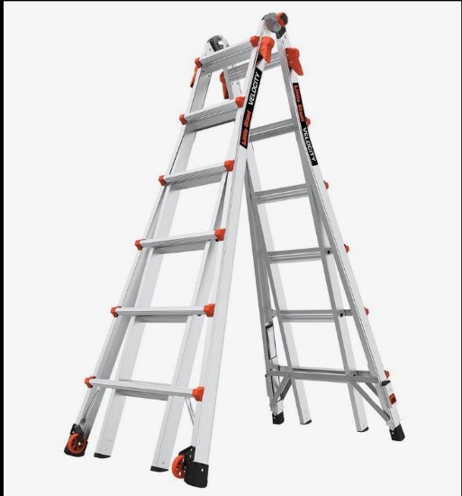 Little Giant Ladders, Velocity with Ratchet Levelers, M26, 26 ft, Multi-Position Ladder, Aluminum,