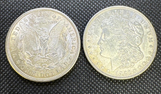 2x 1921 Morgan Silver Dollar 90% Silver Coin