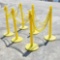 Various Yellow plastic stanchions with plastic yellow chain