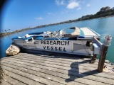 Pontoon Research Vessel Party Barge I/O 22 Inboard Motor Trailer signed Title VIN...BUJ82158F202