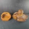 Vintage Wood Carved basket and lazy susan with NC 665